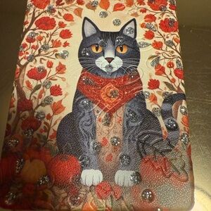 Compact Mirror Floral Cat Art